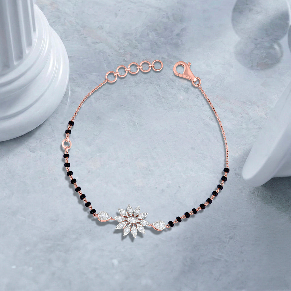 Shimmering Flora Diamond Mangalsutra Bracelet