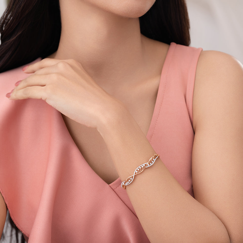 Luminous Wave Filigree Diamond Bracelet