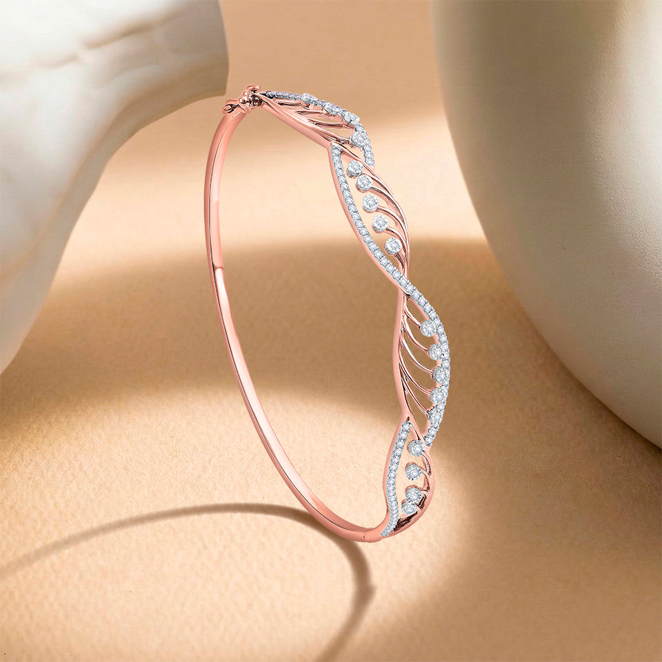 Luminous Wave Filigree Diamond Bracelet