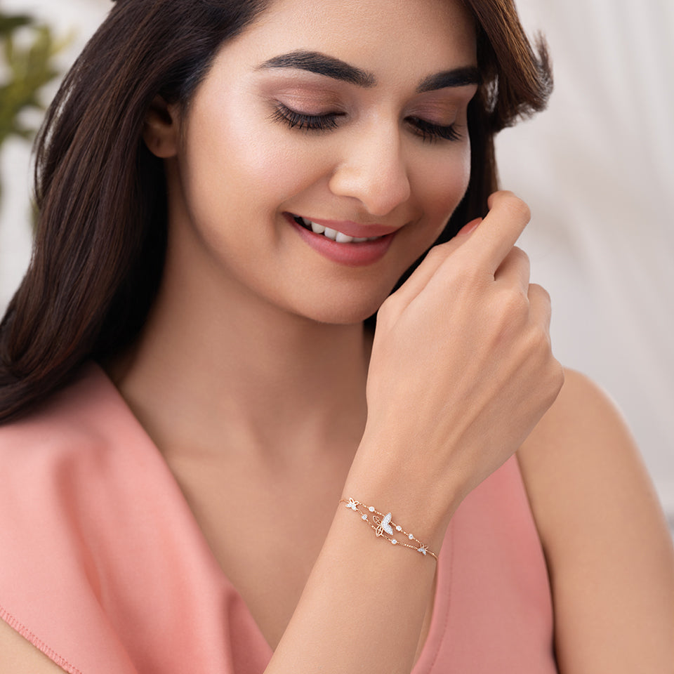 Graceful Butterfly Motif Diamond Bracelet