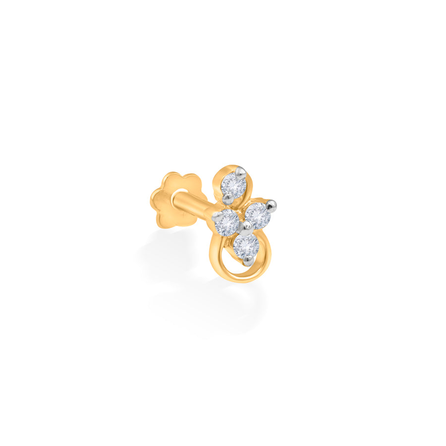 Golden Quadret Diamond Nosepin