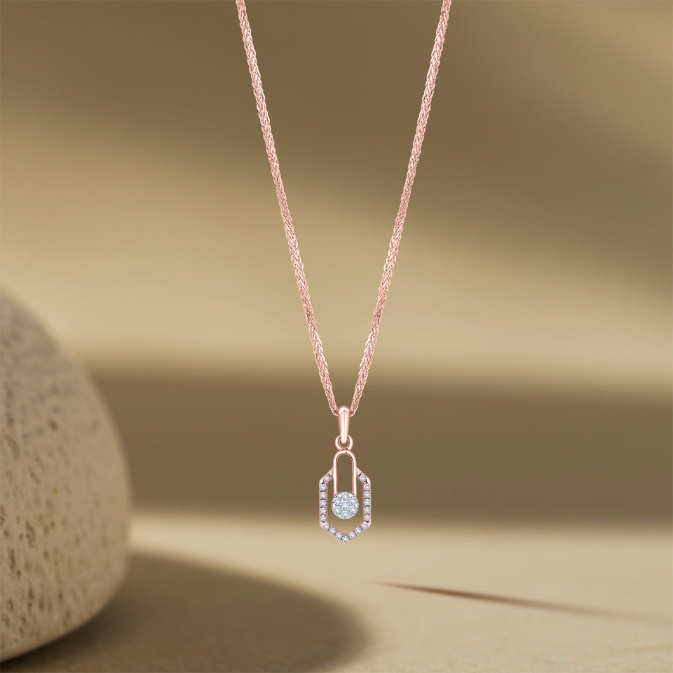 Geometric Arch Diamond Chain Pendant