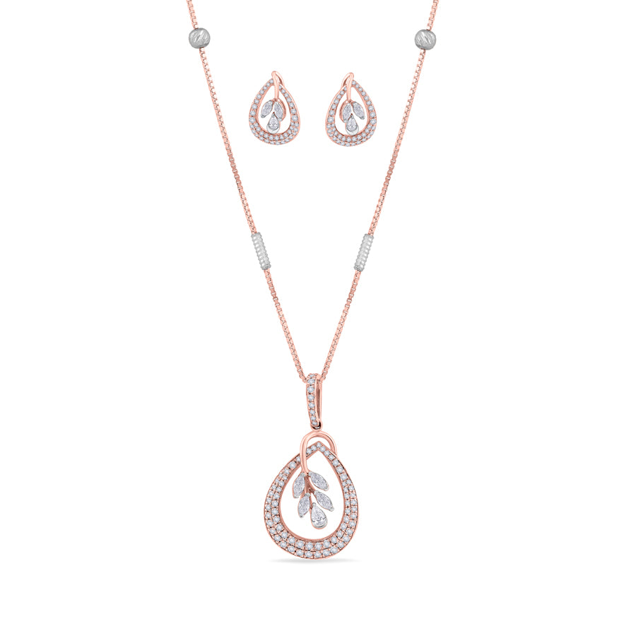 Leafy Core Diamond Chain Pendant Set