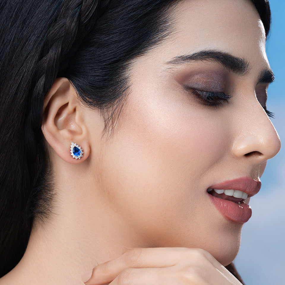 Sapphire Aura Diamond Earrings
