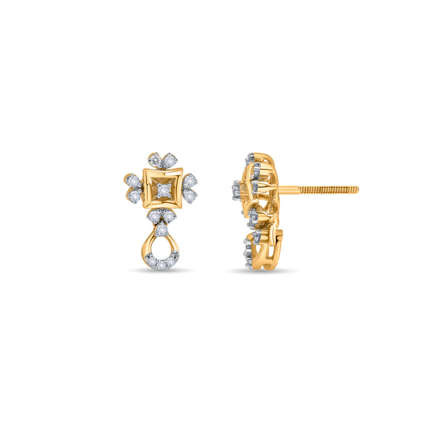 Golden Lattice Diamond Earrings