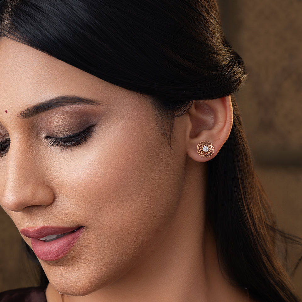 Intricate Mandala Diamond Earrings