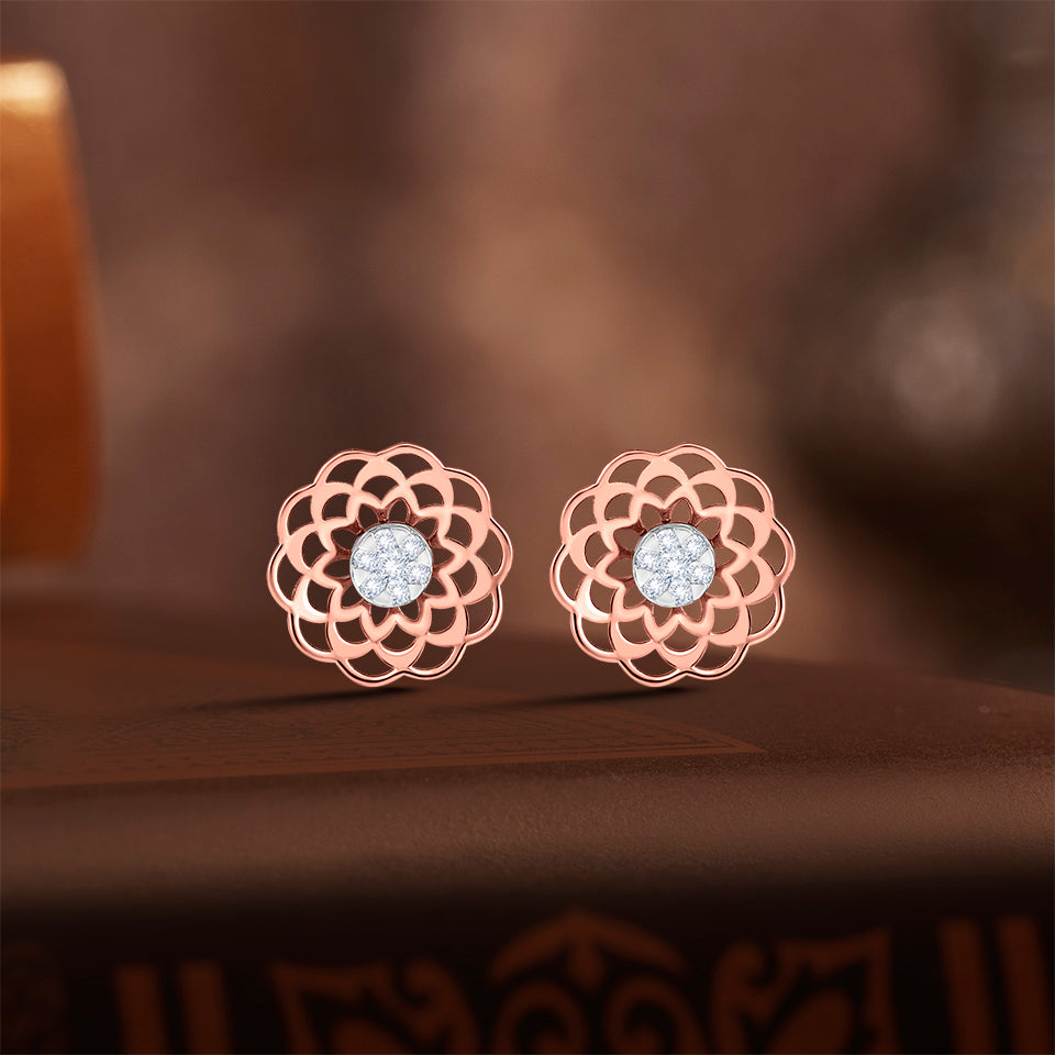 Intricate Mandala Diamond Earrings