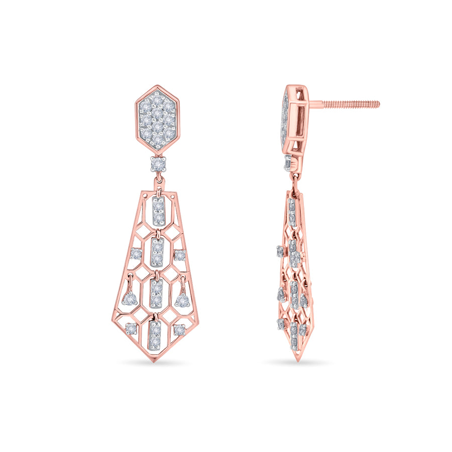 Dangling Filigree Diamond Earrings