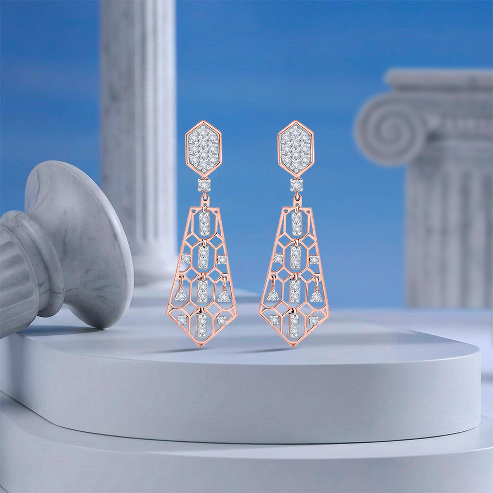 Dangling Filigree Diamond Earrings