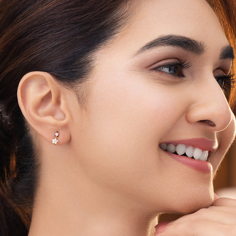Dangling Twin Stars Diamond Earrings