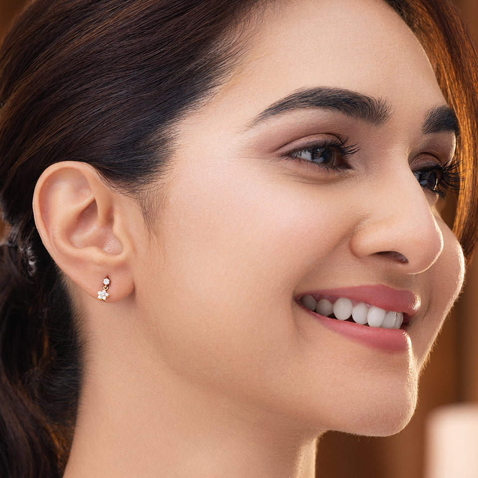 Dangling Twin Stars Diamond Earrings
