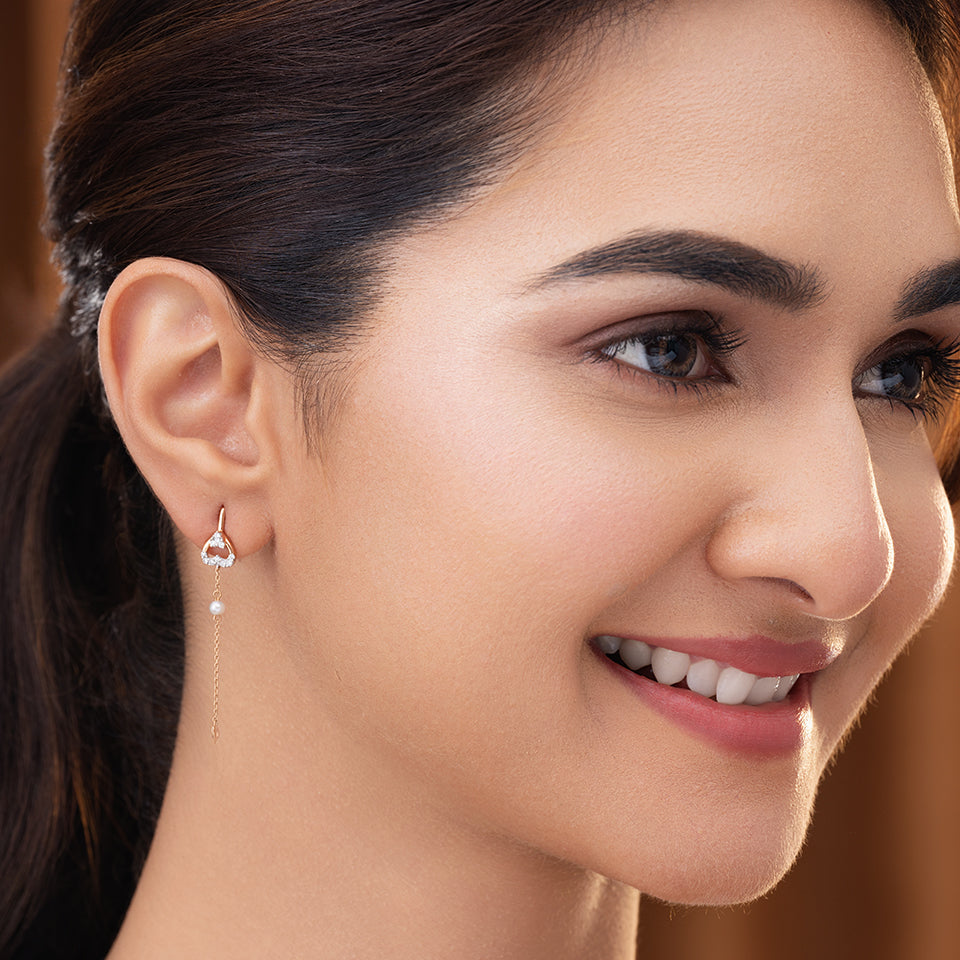 Dangling Heart Diamond Earrings