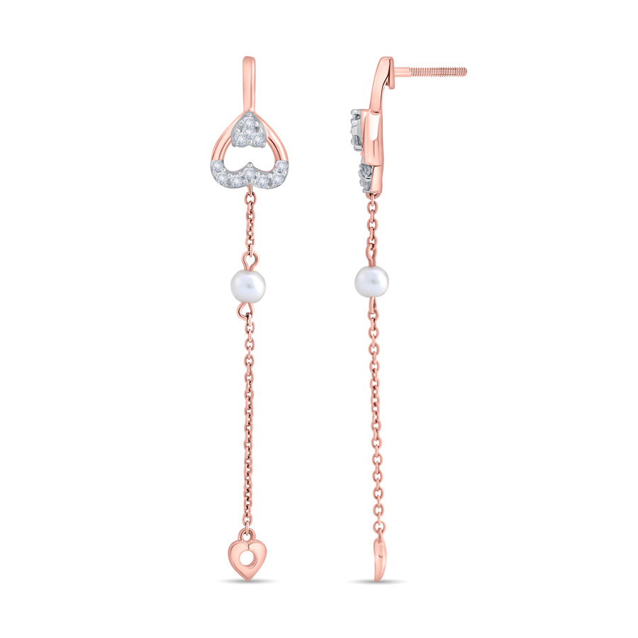 Dangling Heart Diamond Earrings
