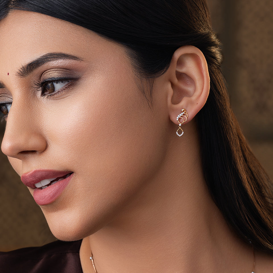 Graceful Peacock Diamond Earrings