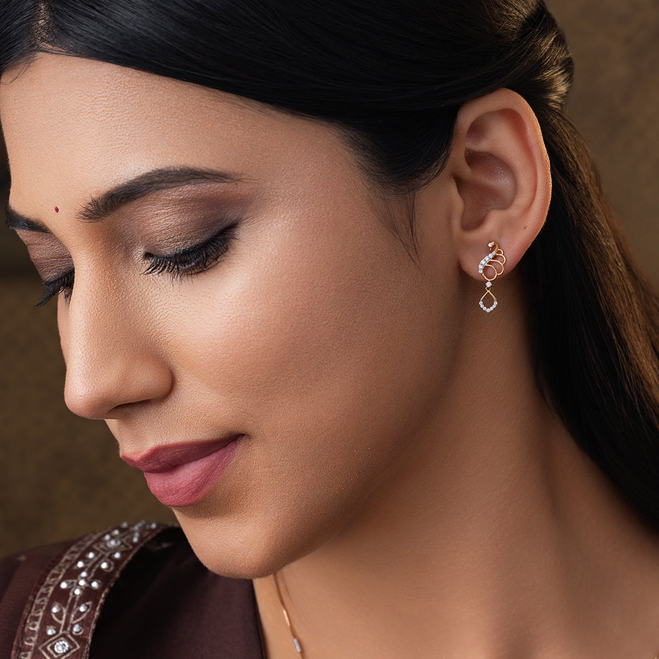Graceful Peacock Diamond Earrings