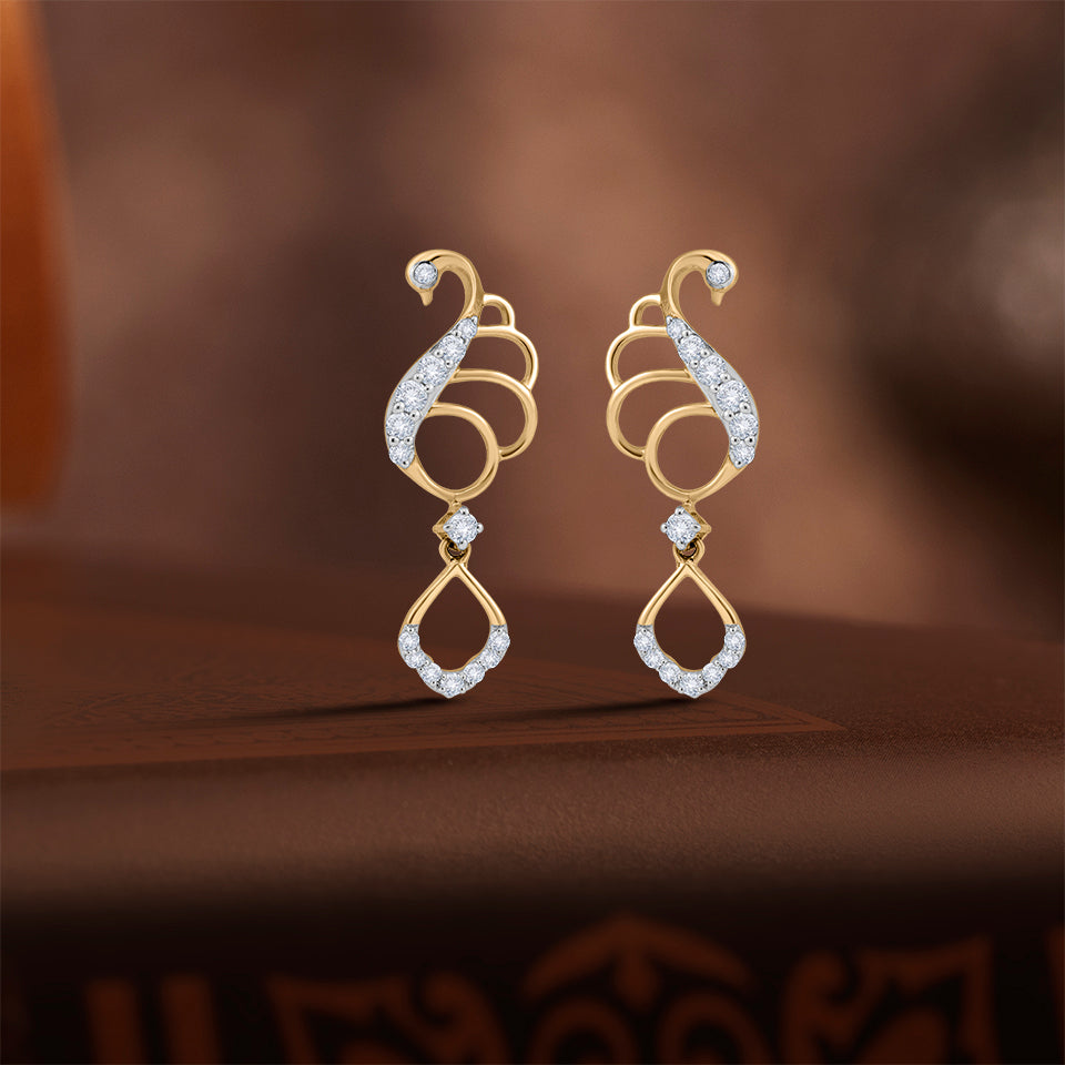 Graceful Peacock Diamond Earrings