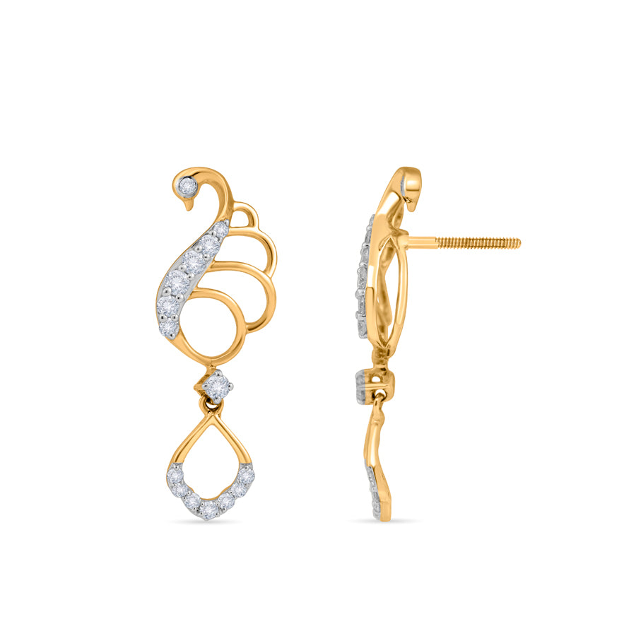 Graceful Peacock Diamond Earrings