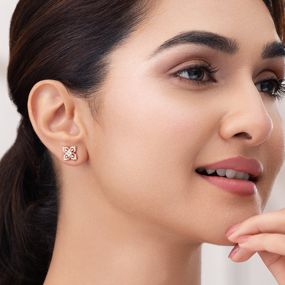 Shining Shuriken Diamond Earrings