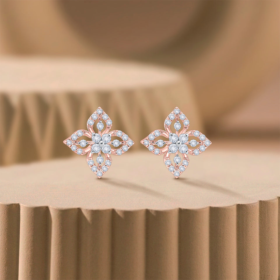 Shining Shuriken Diamond Earrings
