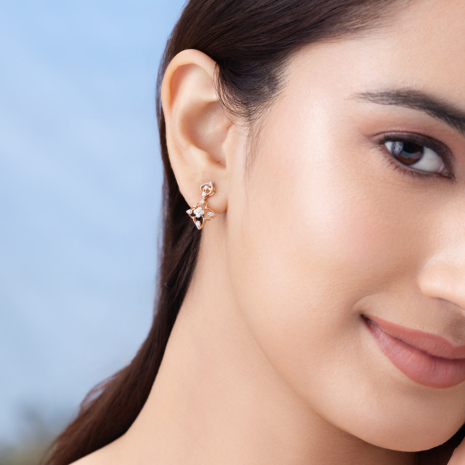 Rose Lattice Diamond Earrings
