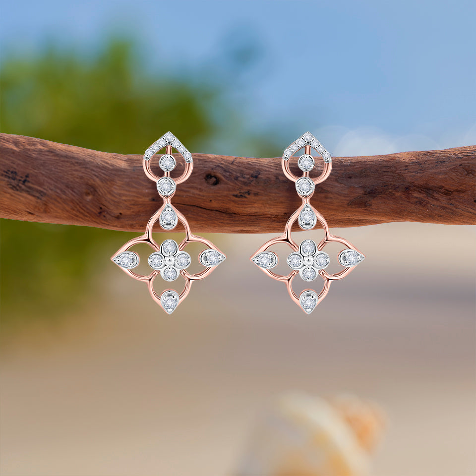 Rose Lattice Diamond Earrings