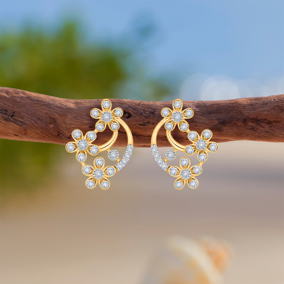 Floral Trinity Diamond Earrings