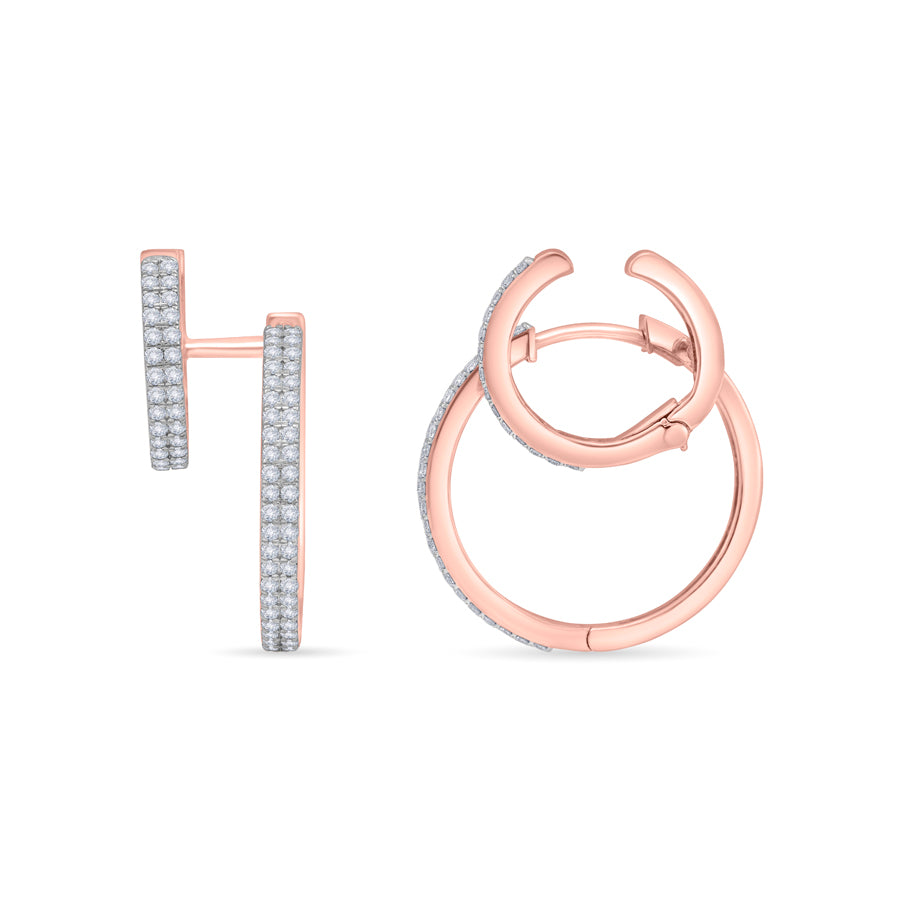 Dual Layered Hoop Diamond Earrings