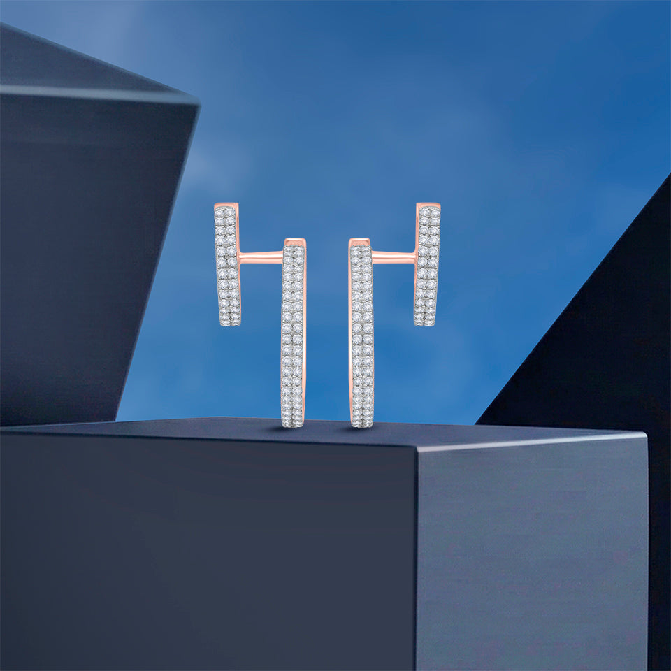 Dual Layered Hoop Diamond Earrings