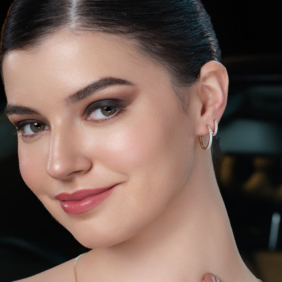 Dual Layered Hoop Diamond Earrings