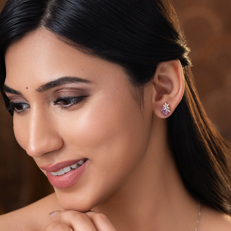 Gemstone Glaze Diamond Earrings