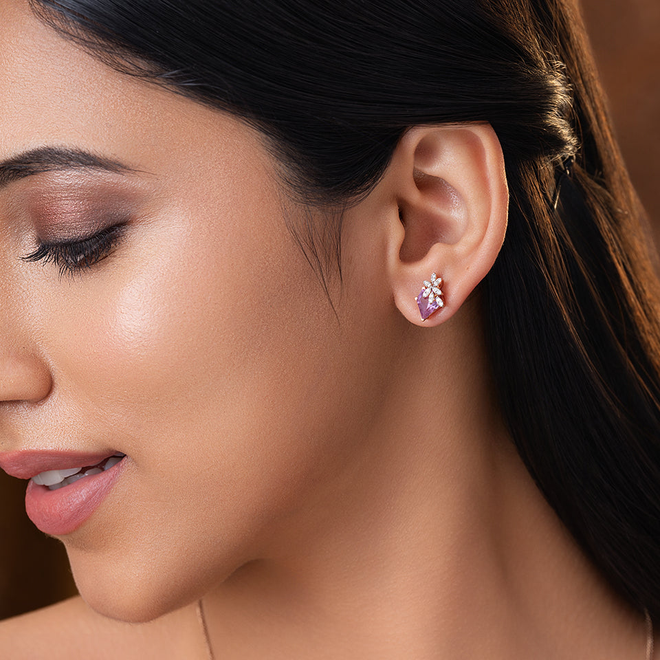 Gemstone Glaze Diamond Earrings