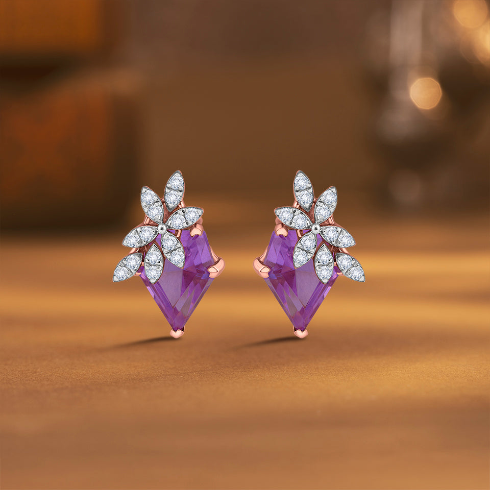 Gemstone Glaze Diamond Earrings