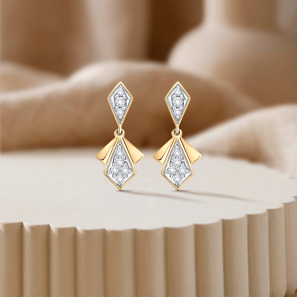 Golden Mosaic Diamond Earrings