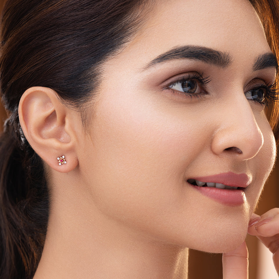 Princess Star Diamond Earrings