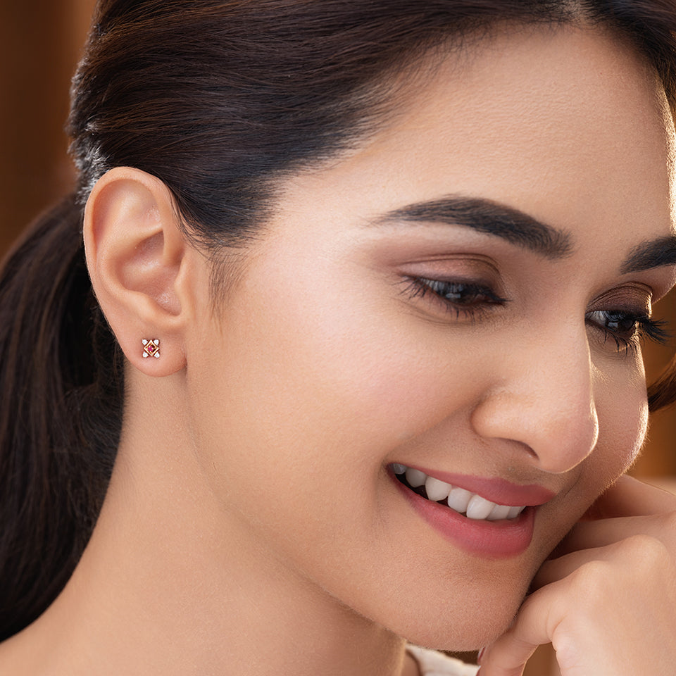 Princess Star Diamond Earrings