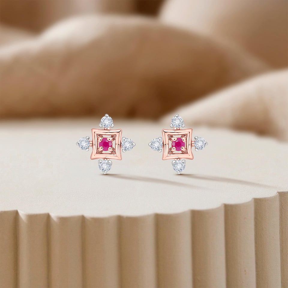 Princess Star Diamond Earrings