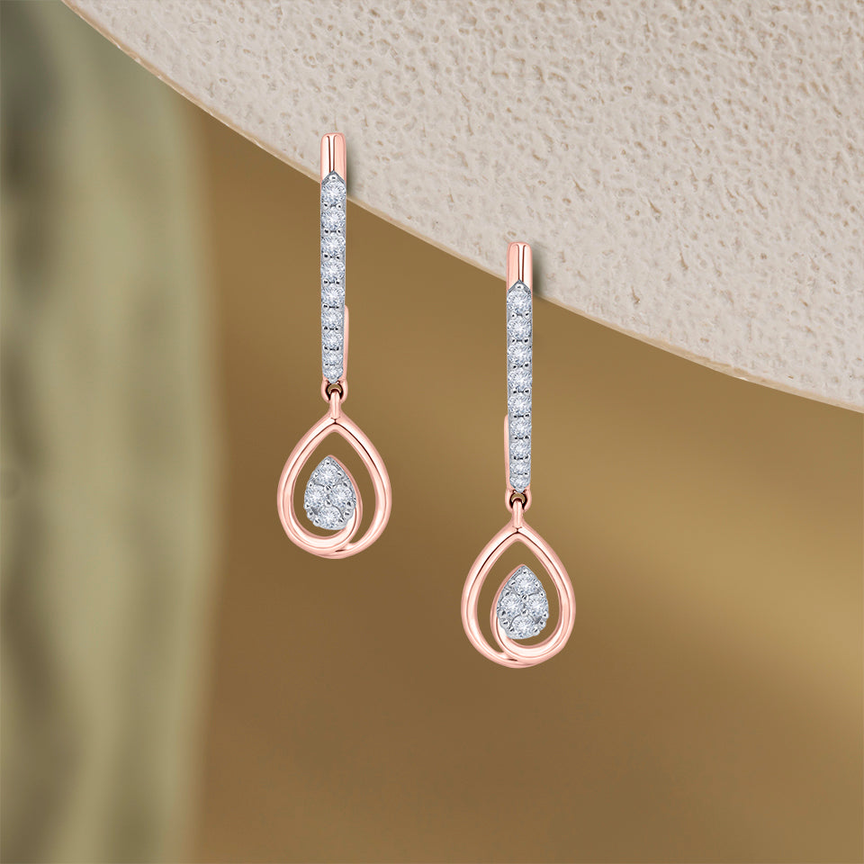 Dangling Drop Diamond Earrings