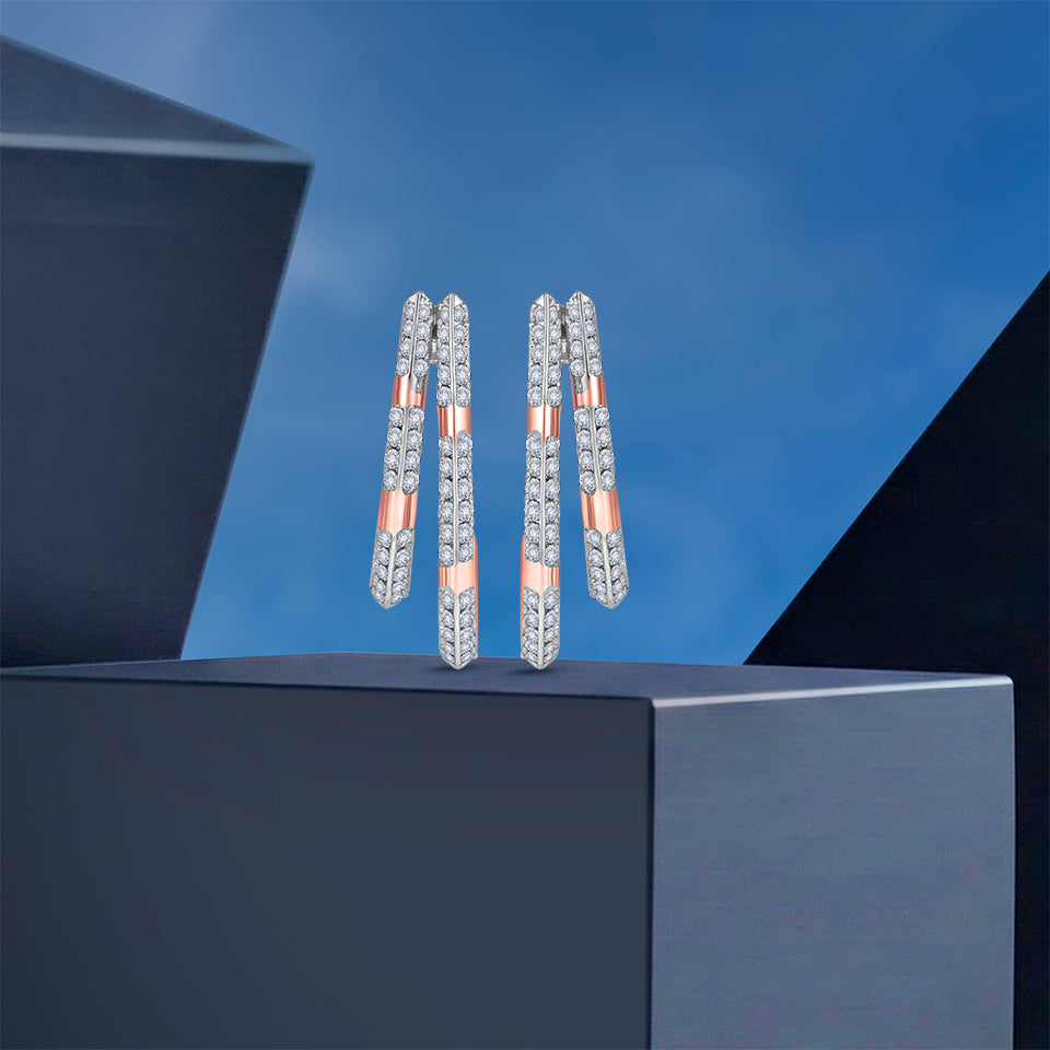 Staggered Stripes Diamond Earrings