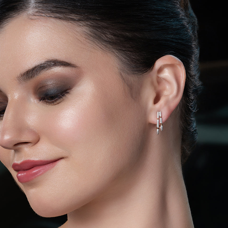 Staggered Stripes Diamond Earrings