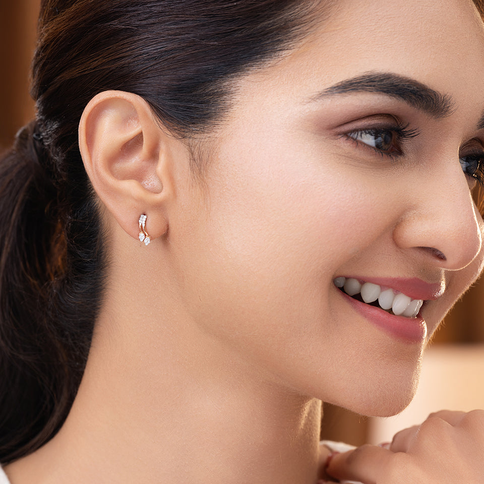 Twin Bud Diamond Earring