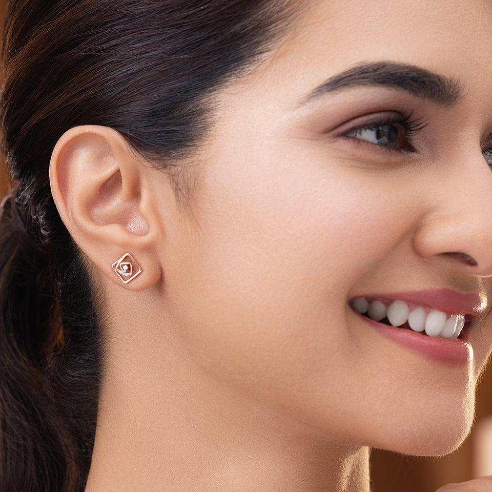 Centric Square Diamond Earrings