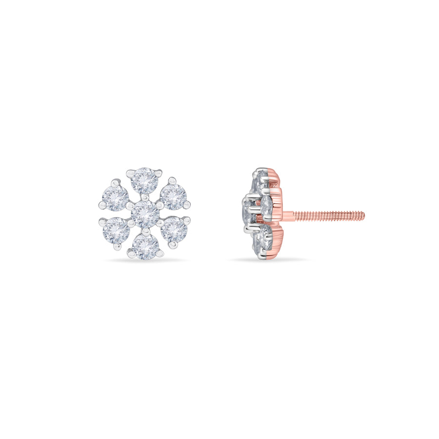 Classic Flower Shaped Diamond Earrings