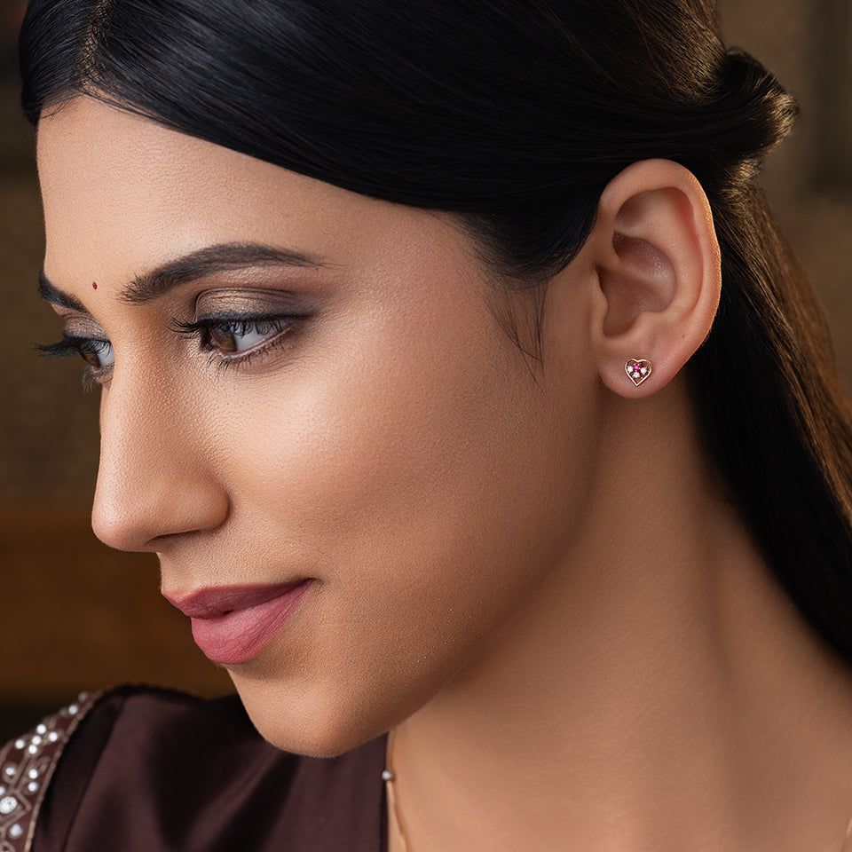 Crystal Heart Diamond Earrings