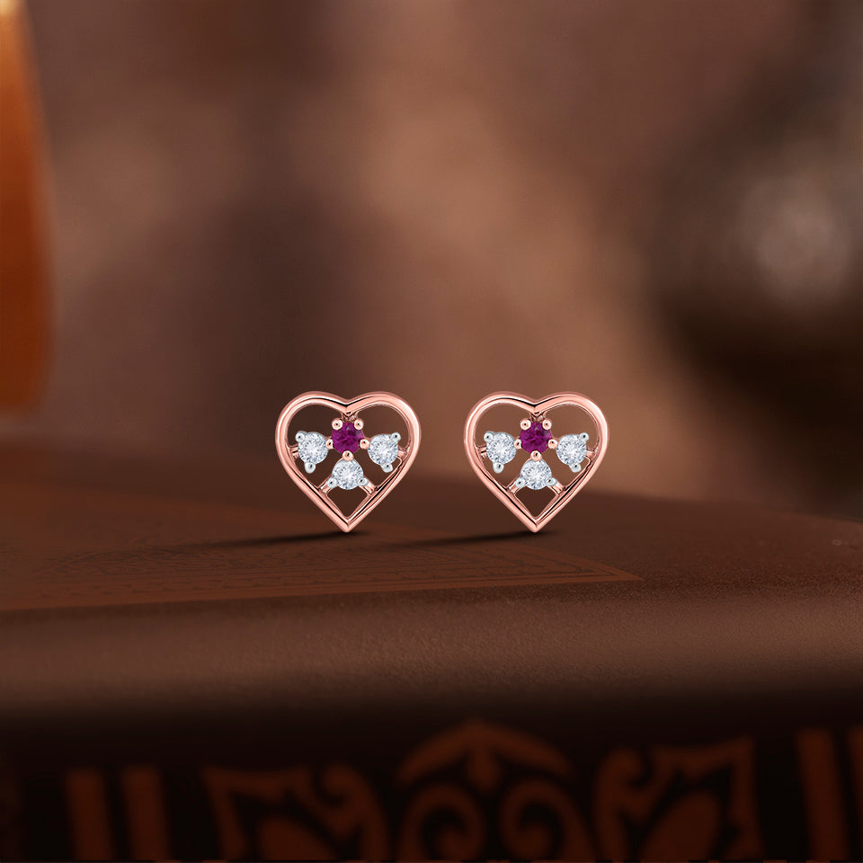 Crystal Heart Diamond Earrings