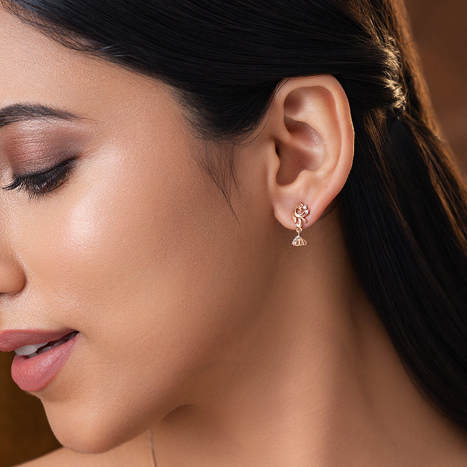 Ornate Peacock Diamond Earrings