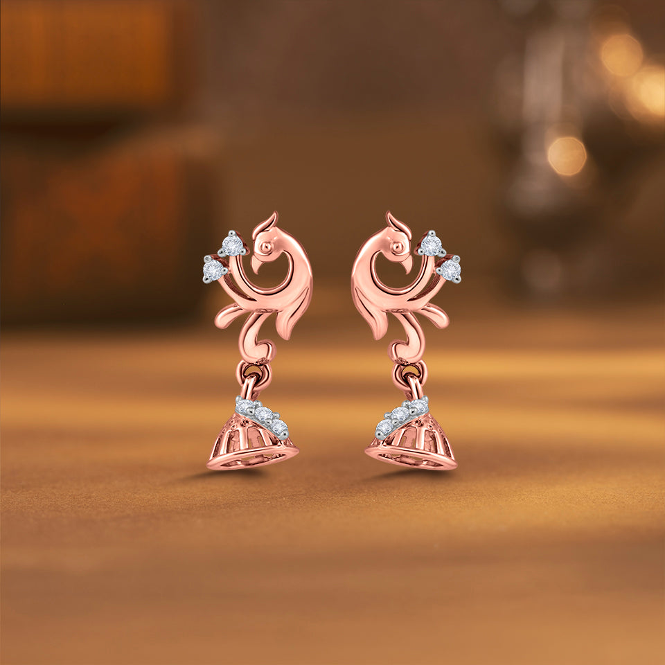 Ornate Peacock Diamond Earrings