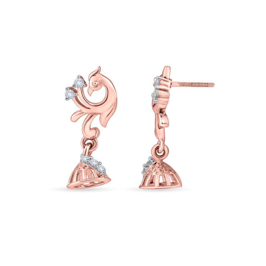Ornate Peacock Diamond Earrings
