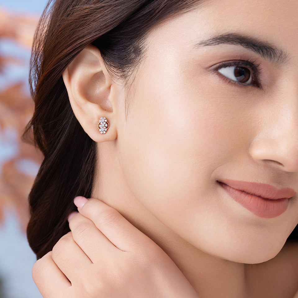 Geometric Bloom Diamond Earrings