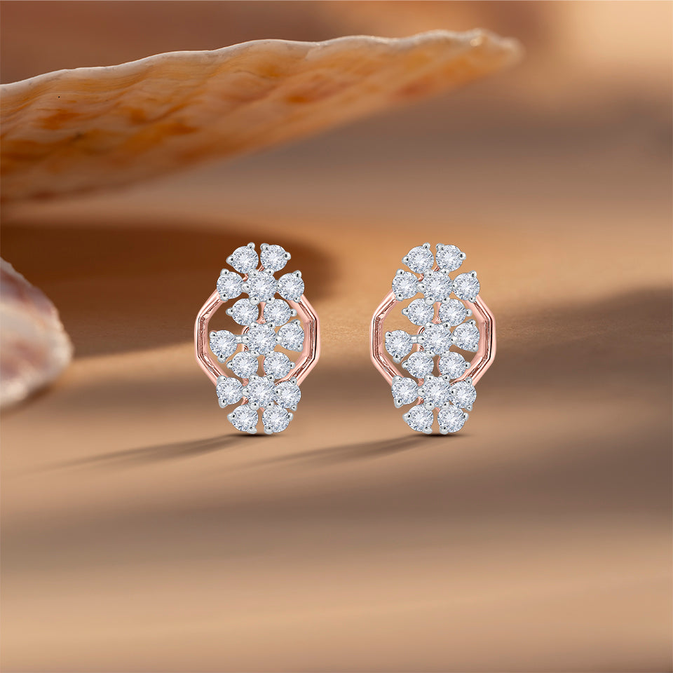 Geometric Bloom Diamond Earrings