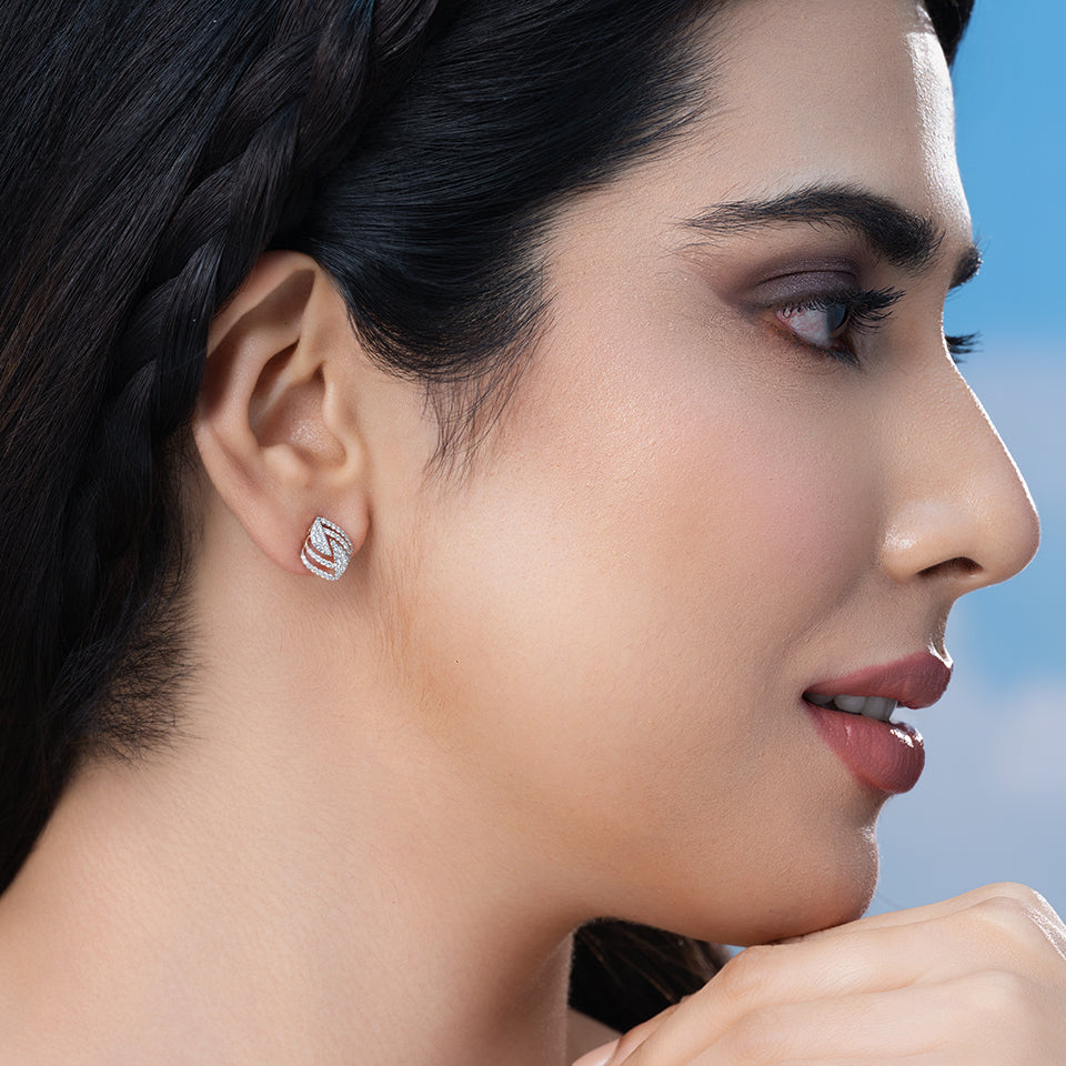 Leaf Core Diamond Earrings